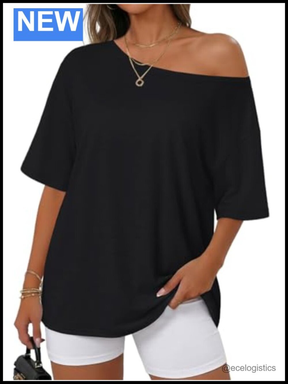 Off The Shoulder Oversized Short Sleeve Tee for Women